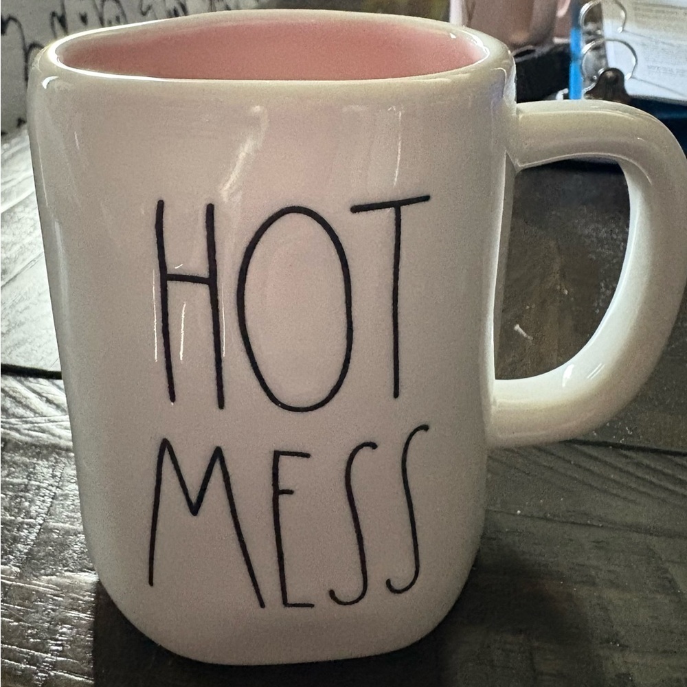 Rae Dunn Ceramic Mug with Black Text